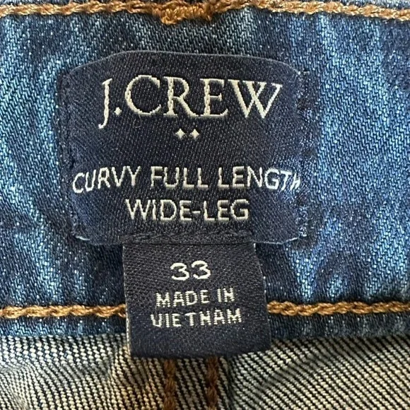 J Crew Womens Curvy Wide Leg Jeans 33/30 Button Fly Dark Blue Denim Full Length - Picture 5 of 11